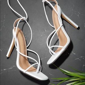 Square toe lace up heels